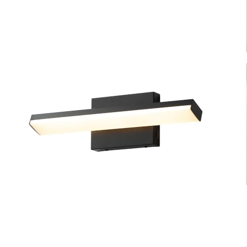 mirrea 16in 5CCT Black LED Vanity Lights for Bathroom Over Mirror | 5 color temperatures,Adjustable light angle,ETL listed,Dimmable,Bathroom lighting fixtures,Eye-friendly,Frosted acrylic shade - color: Black, size: 16-inch