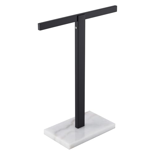 KOKOSIRI Hand Towel Holder Black Stand Towel Rack with Marble Base for Bathroom Kitchen Vanity Countertop, Stainless Steel 15.7'' Height THS0002-SM-BK - color: Matte Black, size: 1-Bar