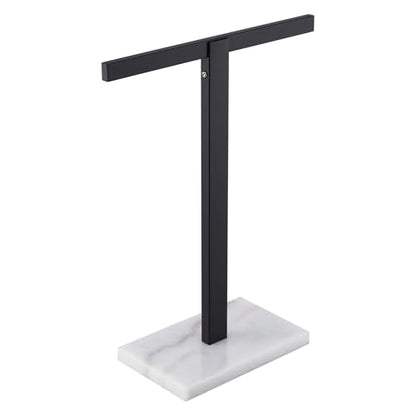 KOKOSIRI Hand Towel Holder Black Stand Towel Rack with Marble Base for Bathroom Kitchen Vanity Countertop, Stainless Steel 15.7'' Height THS0002-SM-BK - color: Matte Black, size: 1-Bar