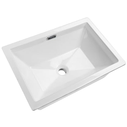 Enbol 20.6" x 14.5" Drop in Bathroom Sink Rectangule Vessel Sink Self-rimming Top Mount Bathroom Sink White Ceramic Lavatory Vanity with Overflow O2014-1 - style: 20.6" X 14.5"