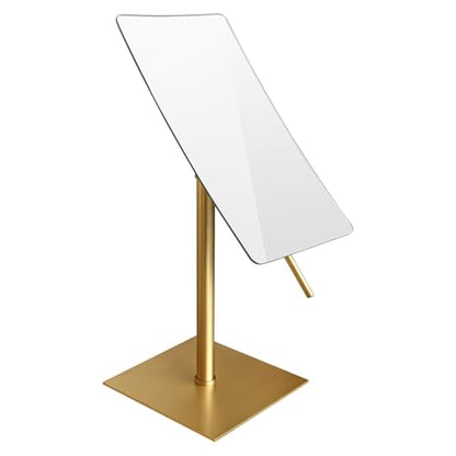 Bronze Table Standing Rectangular Vanity Makeup Mirror with 3X Magnification, Highly Adjustable, Crafted from 304 Stainless Steel, for Hotel Bathroom - color: Bronze