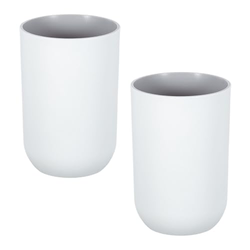 uxcell 2Pcs Plastic Drinking Cups, Double Color Unbreakable Reusable Bathroom Cup Mouthwash Cup Toothbrush Tumbler Holder, Grey - color: Gray
