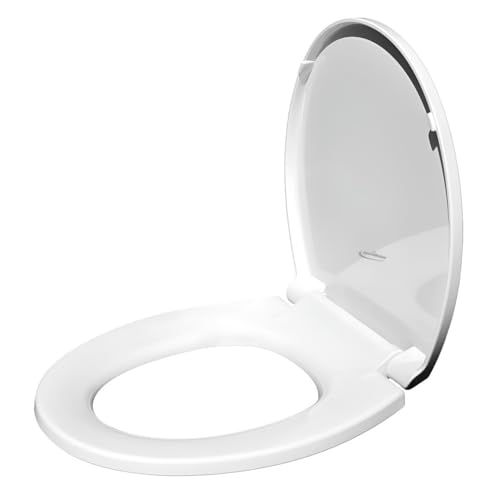 GenieBidet Round Toilet Seat | Noiseless Toilet Cover Seat and Toilet Lids - Durable Plastic Toilet Seat for Easy Installation w/Mounting Tools and Attachments Included | Toilet Seat Round White - style: ROUND TOILET SEAT
