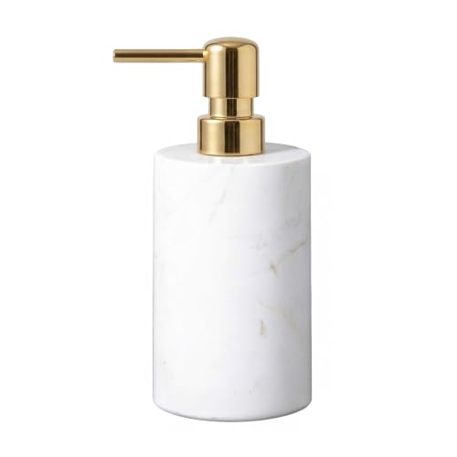 Marble Soap Dispenser, Hand Soap Dispenser for Bathroom Kitchen Countertop - Lotion and Liquid Soap Dispenser (1, White) - color: White