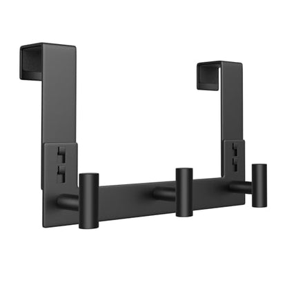WUIVIUT Over The Door Hooks, Coat Rack Over The Door Heavy Duty Towel Rack Clothes Hanger for Bathroom liveroom Kitchen (3 Hook, Fits 1-3/4'' Thick) - size: T Shape 3 Hook, Black