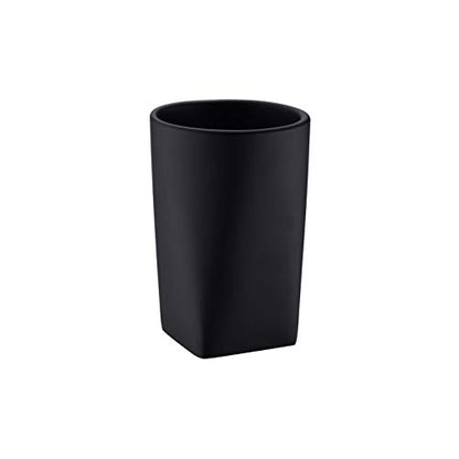 Resin Matte Black Bathroom Tumbler Cup Holder - Modern Design for Bathroom/Office, Holds Toothbrushes, Make-up Brushes