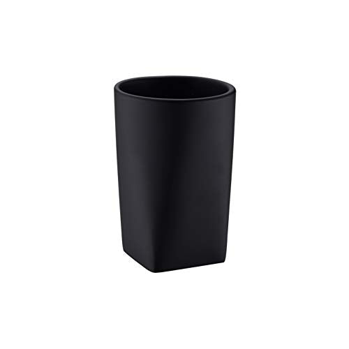 Resin Matte Black Bathroom Tumbler Cup Holder - Modern Design for Bathroom/Office, Holds Toothbrushes, Make-up Brushes