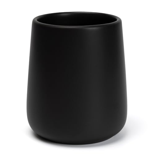 Bathroom Tumbler Cup Ceramic 13.5oz Reusable Toothbrush Cup 400ml, Toothbrush Holder Adequate for Your Bathroom (Black Brown) - color: Blackbrown, size: 1pcs