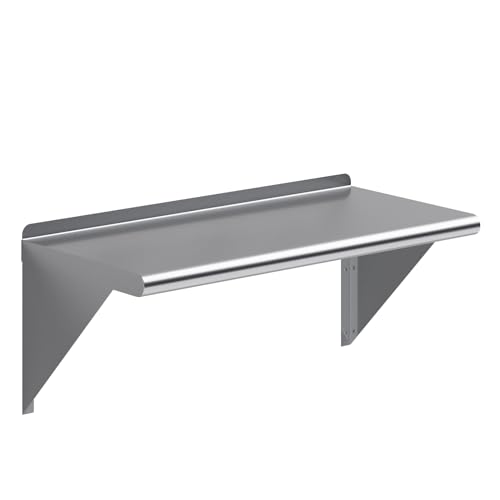 AmGood 14 in. x 30 in. Stainless Steel Wall Shelf | NSF | Metal Shelving | Garage, Laundry, Storage, Utility Room | Restaurant, Commercial Kitchen - size: 30" Long X 14" Deep