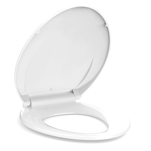 Toilet Seat, Elongated Toilet Seat with Quick-Release And Quick-Attach, Plastic Toilet Seat with Soft Close, Never Loosen, Easy Install and clean - White - color: White, size: Elongated