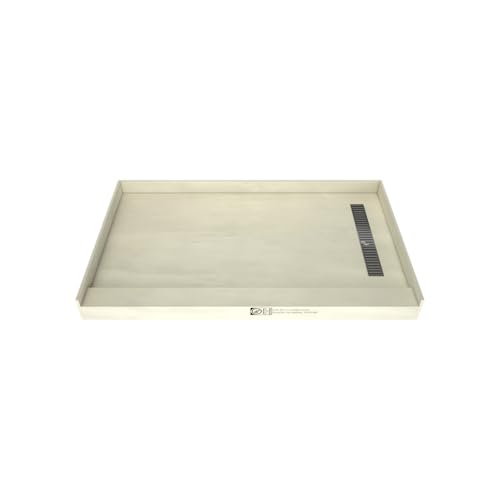 Redi Trench 36 In x 60 In Single Curb Tileable Shower Pan with Right Drain and Linear Brushed Nickel Grate - color: Right Drain, Single Curb, Brushed Nickel