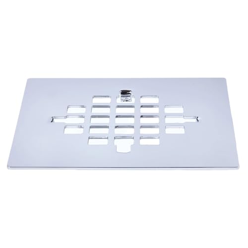 4-1/4 Inch Square Snap-in Shower Drain Cover Chrome | 304 stainless steel Shower Strainer Grid, large flow anti-clog, 4.25 inch square size fits most household shower drains - color: Chrome