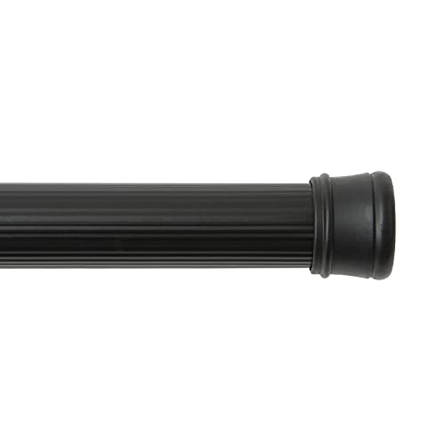 Kenney KN609L/5 Twist & Fit No Tools Spring Tension Standard Shower Curtain Rod with Non-Slip, Non-Scratch Ends, 42-72" Adjustable Length, Easy Install, Black, 1" Diameter Rust Resistant Steel Tube - color: Black