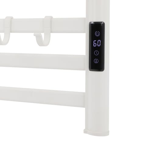 Towel Warmer Rack, 12 Bars Aerospace Aluminium Wall Mounted Electric Heated Towel Rack, Plug-in Towel Dryer with Timer, 86-140°F Temp,Touch Screen for Bathroom, 180W, IPX4 (White)