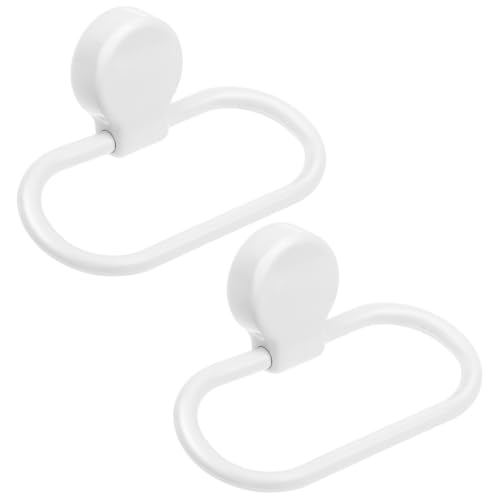 2Pcs Adhesive Bathroom Towel Ring Wall Mount Hand Towel Holder White No-Tool Washcloth Hanger for Shower and Bathroom Storage