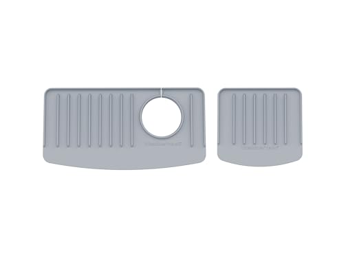 WeatherTech FaucetMat Duo - Protect Your Kitchen & Bathroom Countertops - Light Grey/Pebble - color: Light Grey, size: Duo