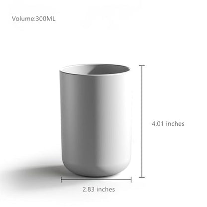 4 Pieces Plastic Bathroom Tumbler Cup Toothbrush Holder Organizer Tumbler Cups for Bathroom Vanity,300ml(White & Grey)