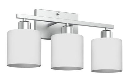 18 Inches Bathroom Light Fixtures Over Mirror Brushed Nickel | Anti-Rust 3-Light Vanity Lights Over Mirror, E26 Standard Socket, Milky White Glass Shades, Bulbs Not Included - color: Brushed Nickel-3 Light