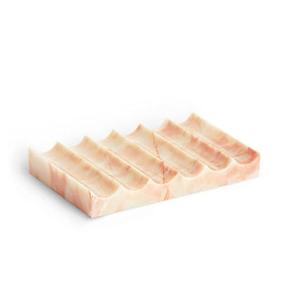 Luxurious Marble Soap Dish Jewelry Ring Tray - Rectangle Stone Soap Tray & Saver for Shower – Self Draining Soap Holder for Bathroom, Kitchen, Beige Travertine (Pink/Cream Rose) - color: Pink/Cream Rose
