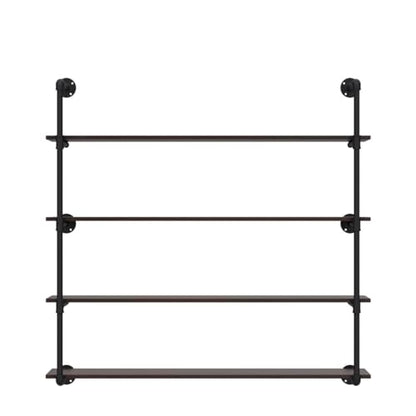 Industrial Pipe Shelves With Wood Planks,Rustic Pipe Shelving Wall Shelf | Metal Pipe Solid Pine Wood,Easy to Assemble,Wooden Board Thickness 0.78 In,For Bar Farmhouse Kitchen Office Bathroom,Bedroom - color: 4-layer, size: 48in