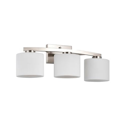 Bathroom Light Fixtures, 3-Light Modern Brushed Nickel Vanity Light Over Mirror, Wall Sconces with Oval-Shaped White Glass Shades for Living Room, Bedroom, Hallway, E26 Base - color: Brushed Nickel