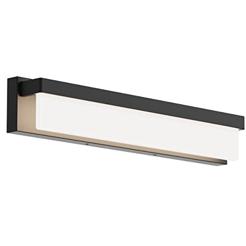 LED Bathroom Vanity Light Fixture Over Mirror 24.4 inch Modern Rectangle Black Matte Metal Lighting Bar 4000K Daylight Wall Sconce (Black) - color: Black, size: 24 inch