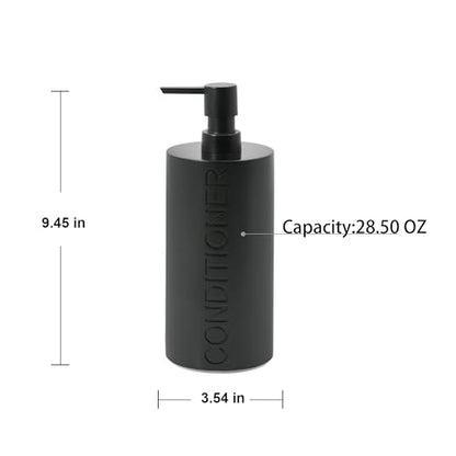 Matte Black Conditioner Dispenser Luxurious Refillable Pump Bottle with Black Resin Pump and Embossed Text, Durable Design for Bathroom and Shower - color: Conditioner Black