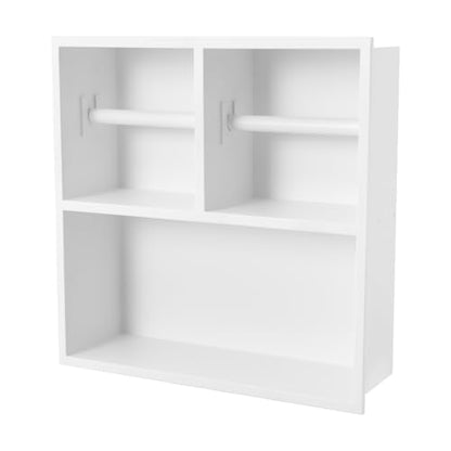 Dual Toilet Roll Holder, Recessed Toilet Paper Holder 304 Stainless Steel | Toilets Paper Holders Horizontal Toilets Paper Niche Toilet Niche Dispenser with Storage 12.2 LX 3.94W X 12.2H in (White) - color: White