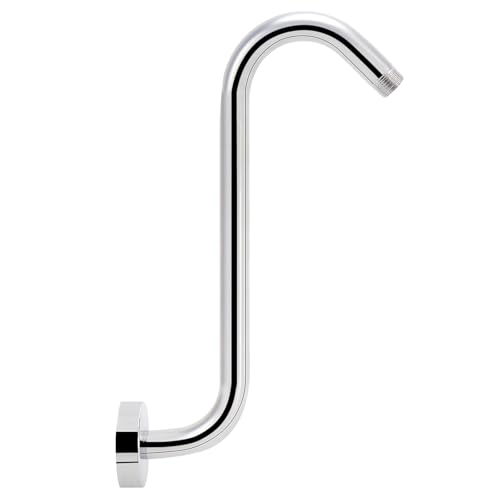 NearMoon S Shaped Shower Head Riser Arm, Shower Extender Arm with Flange, Standard 1/2" Connection- Bathroom Accessory (12 Inch, Chrome) - color: Chrome, style: 12 Inch