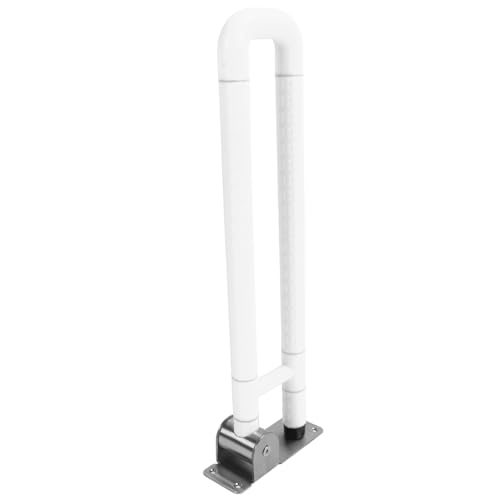 Foldable Toilet Grab Bar, Stainless Steel Flip Up Handicap Grab Bar Handrails, Anti Slip Safety Rails Bathroom Seat Support Bars for Elderly Disabled Pregnant Senior (White) - color: White