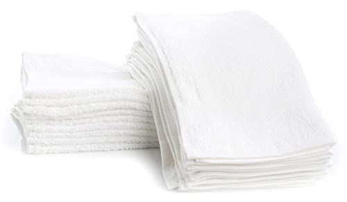 Simpli-Magic 79078 Cotton Washcloths, Pack of 24, 12” x 12”, White - color: White