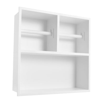 Dual Toilet Roll Holder, Recessed Toilet Paper Holder 304 Stainless Steel | Toilets Paper Holders Horizontal Toilets Paper Niche Toilet Niche Dispenser with Storage 12.2 LX 3.94W X 12.2H in (White) - color: White