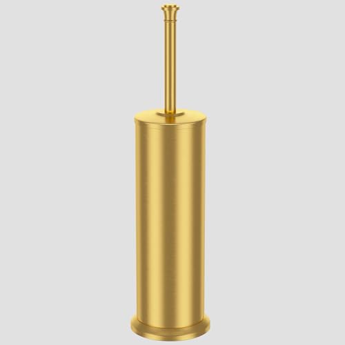 Brass Toilet Brush and Holder，Long Handled Gold Toilet Brush for Bathroom，Stainless Steel Heavy Duty Toilet Bowl Brush,Removable Inner Bowl,Deep Cleaning Dense Bristles Cleaner Brush -Space Saving - color: Brushed Brass