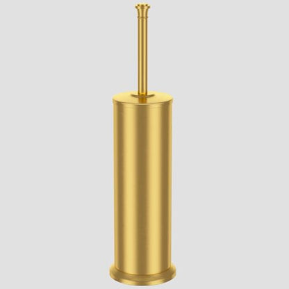 Brass Toilet Brush and Holder，Long Handled Gold Toilet Brush for Bathroom，Stainless Steel Heavy Duty Toilet Bowl Brush,Removable Inner Bowl,Deep Cleaning Dense Bristles Cleaner Brush -Space Saving - color: Brushed Brass