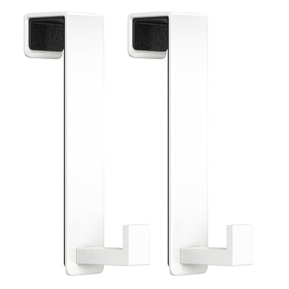 WUIVIUT Heavy Duty Over The Door Hooks, Easy Install Door Holder for Coats, Stainless Steel Hanger Hook for Bedroom, Office, Towel (White, L Shape 2 Pack, Fits 1-3/4'' Thick) - size: L Shape 2 Pack, White