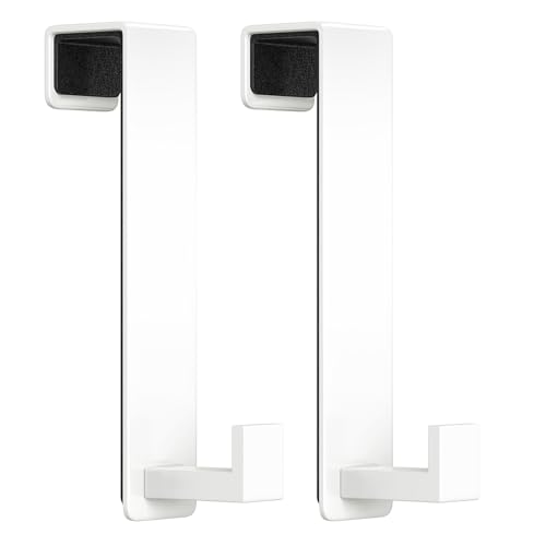 WUIVIUT Heavy Duty Over The Door Hooks, Easy Install Door Holder for Coats, Stainless Steel Hanger Hook for Bedroom, Office, Towel (White, L Shape 2 Pack, Fits 1-3/4'' Thick) - size: L Shape 2 Pack, White