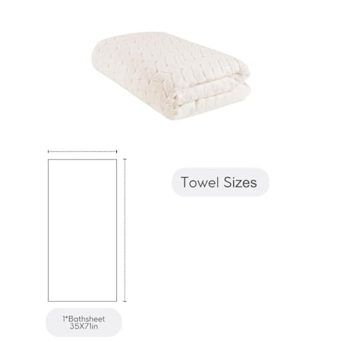 BAGNO MILANO Turkish Cotton Bath Towels, Hand Towels - Soft Plush Jacquard Collection - Highly Absorbent Towel Set (Cream, Bath Sheet 35x70) - color: Cream, size: Bath Sheet 35x70