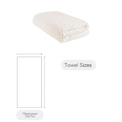BAGNO MILANO Turkish Cotton Bath Towels, Hand Towels - Soft Plush Jacquard Collection - Highly Absorbent Towel Set (Cream, Bath Sheet 35x70) - color: Cream, size: Bath Sheet 35x70