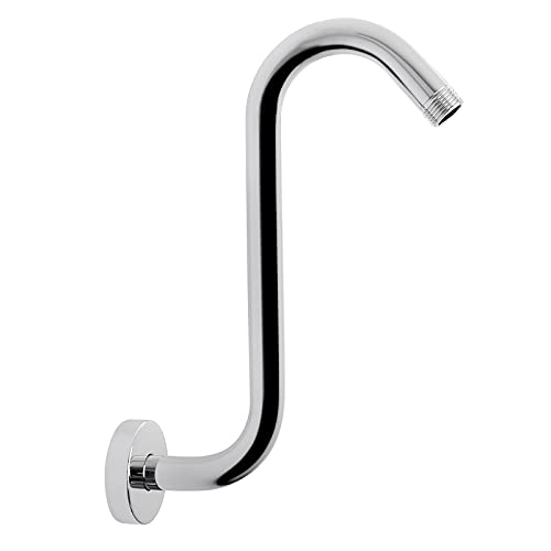 NearMoon S Shaped Shower Head Riser Arm, Shower Extender Arm with Flange, Standard 1/2" Connection- Bathroom Accessory (10 Inch, Chrome) - color: Chrome, style: 10 Inch
