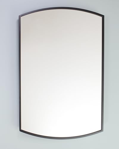 16x20 Harper Crescent Metal Framed Rectangle Recessed Bathroom Medicine Cabinet, Arced Mirror, 14x18 in-Wall Opening, Adjustable Glass Shelves, Magnet Close, Black - color: Black, size: 16x20