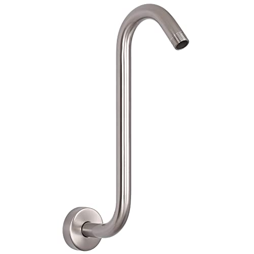 S Shaped Shower Arm, High Rise Shower Head Extension Pipe Standard 1/2" Connection with Flange, Awesome Shower Experience-Stainless Steel Bathroom Accessory(12 Inch S Shape, Brushed Nickel) - color: Brushed Nickel, style: 12" S Shape