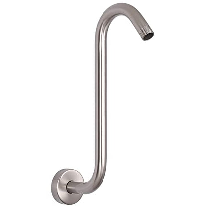 S Shaped Shower Arm, High Rise Shower Head Extension Pipe Standard 1/2" Connection with Flange, Awesome Shower Experience-Stainless Steel Bathroom Accessory(12 Inch S Shape, Brushed Nickel) - color: Brushed Nickel, style: 12" S Shape
