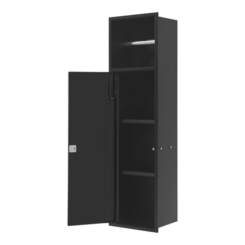 DYRABREST 4-Tier Recessed Bathroom Niche, in-Wall Toilet Paper Holder with Push-to-Open Door, Stainless Steel Embedded Storage Shelf for Bathroom, Kitchen, Toilet Organizer (Black) - color: Black