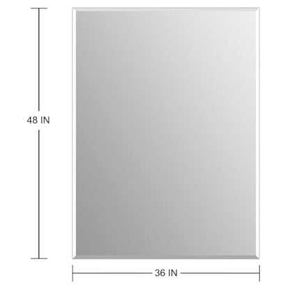 Ruomeng Frameless Mirror for Wall, 48x36 Inch Bathroom Vanity Mirror Farmhouse, Large Rectangle Mirror with Beveled Edge, Tempered Glass, Hangs Horizontally or Vertically - size: 48"L x 36"W