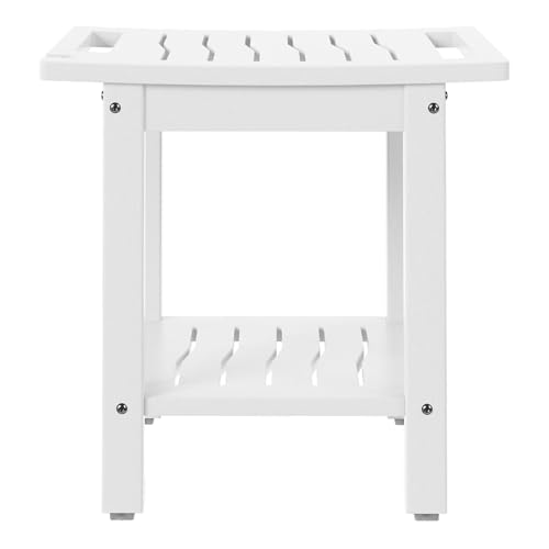Sage HDPE Poly Plastic Waterproof Bathroom Shower Bench, White - color: White