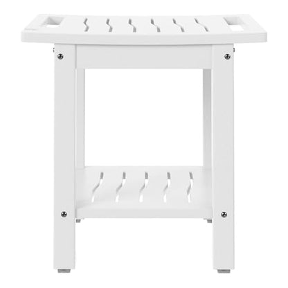 Sage HDPE Poly Plastic Waterproof Bathroom Shower Bench, White - color: White