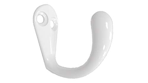 QCAA Premium Quality Single Prong Hook Hanger, Zinc Die Cast, White, Made in Taiwan, 25 Pack - color: White, size: 25 Pack
