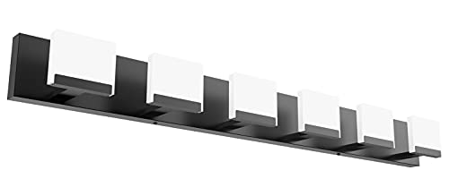 Ralbay LED Black Modern Vanity Light 6 Light Matte Black Bathroom Vanity Lights Acrylic Bathroom Vanity Lights Fixtures - color: Black, size: 6-Light