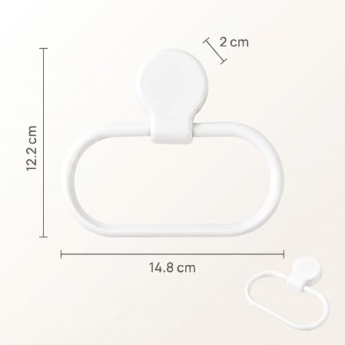 2Pcs White Towel Ring Towel Rack Hand Holder for Bathroom Self Adhesive Non Punching Adhesive Towel Ring Kitchen Cloth Hanger Bath Towel Bars