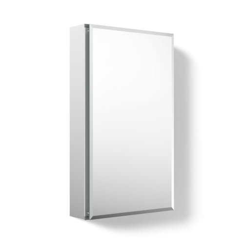 Kohler CB-CLC1526FS Frameless Bathroom Mirror Medicine Cabinet, Single Door, Rectangular Beveled Edge Frame, Bathroom Cabinet Mirror, Adjustable Shelves, 15 in. W x 26 in. H
